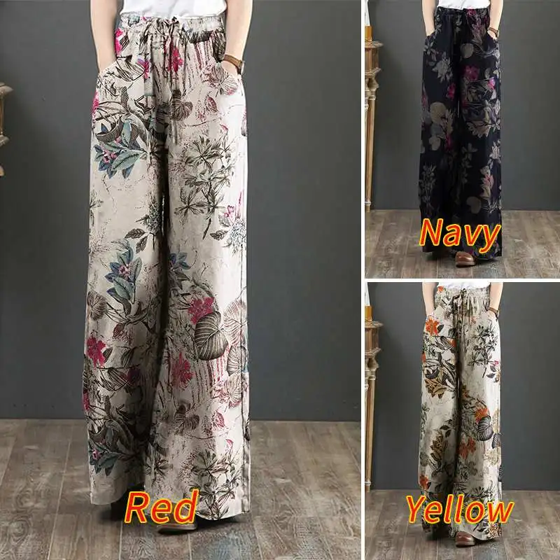 Top Trends: ZANZEA Women's Elastic Waist Long Trousers 2023 Vintage Printed Wide Leg Pants Autumn Pantalon Casual Palazzo Turnip 7 Shoppable Styles - Image 4