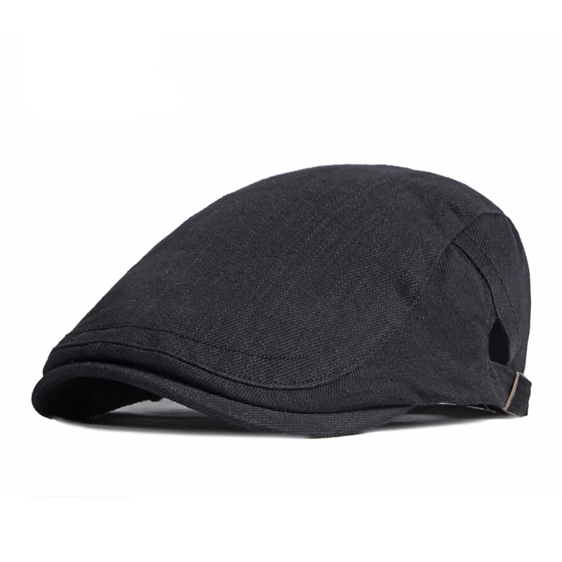 Top Trends: Spring Summer Beret Hat For Men Solid Black Gray Cotton Flat Peaked Herringbone Cap Women Outdoor Sun Ivy Hat Retro Newsboy Cap Shoppable Styles - Image 2