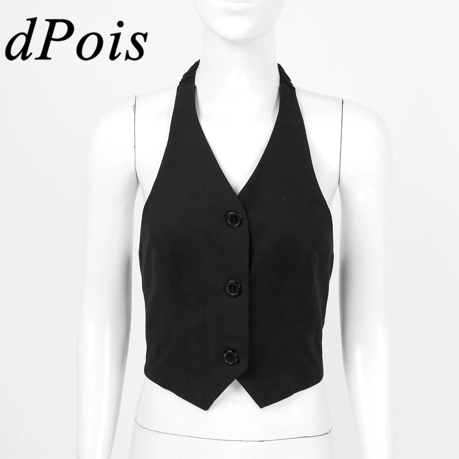 Top Trends: Women Classic Halter Suit Vest Backless Button Down Sleeveless Vests Fashion Woman Vests Formal Elegant OL Lady Waistcoats Mujer Shoppable Styles