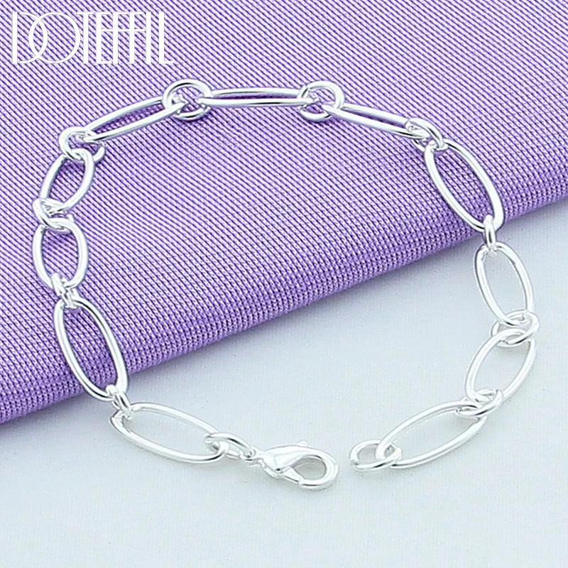 Top Trends: DOTEFFIL 925 Sterling Silver 24K Gold Simple Chain Bracelet For Woman Charm Wedding Engagement Party Fashion Jewelry Shoppable Styles