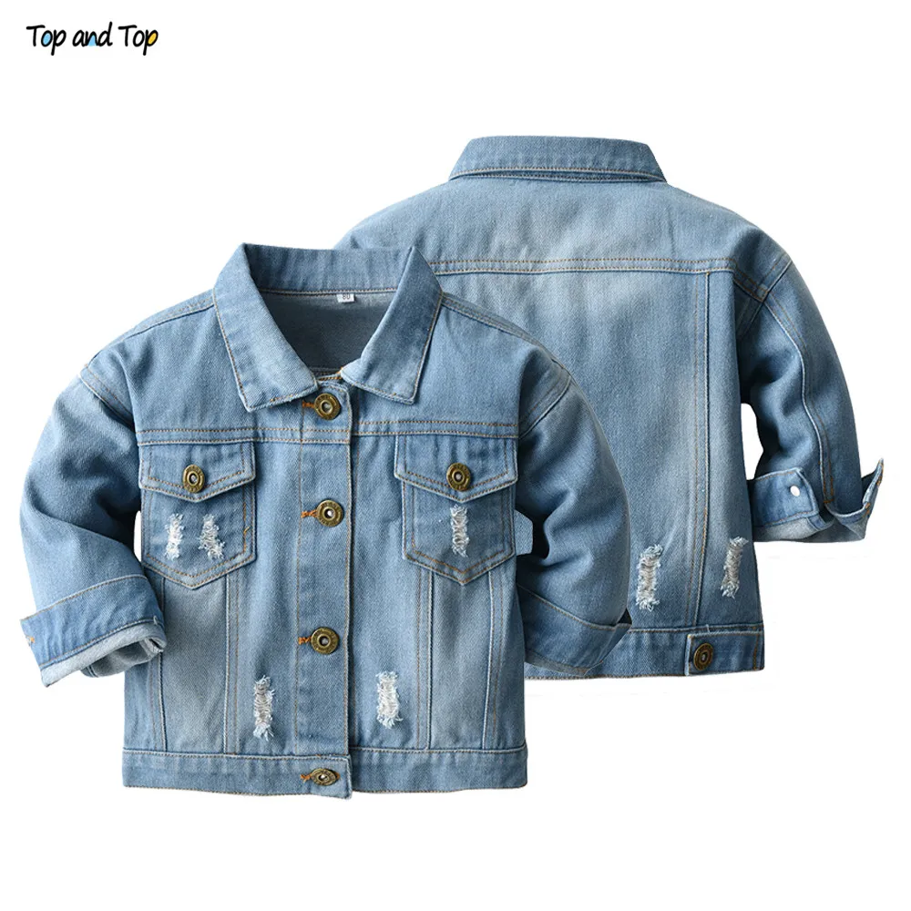 Top Trends: Top And Top Spring Autumn Kids Casual Jacket Girls Ripped Holes Jeans Coats Little Boys Girls Denim Outerwear Costume 12M-6Y Shoppable Styles