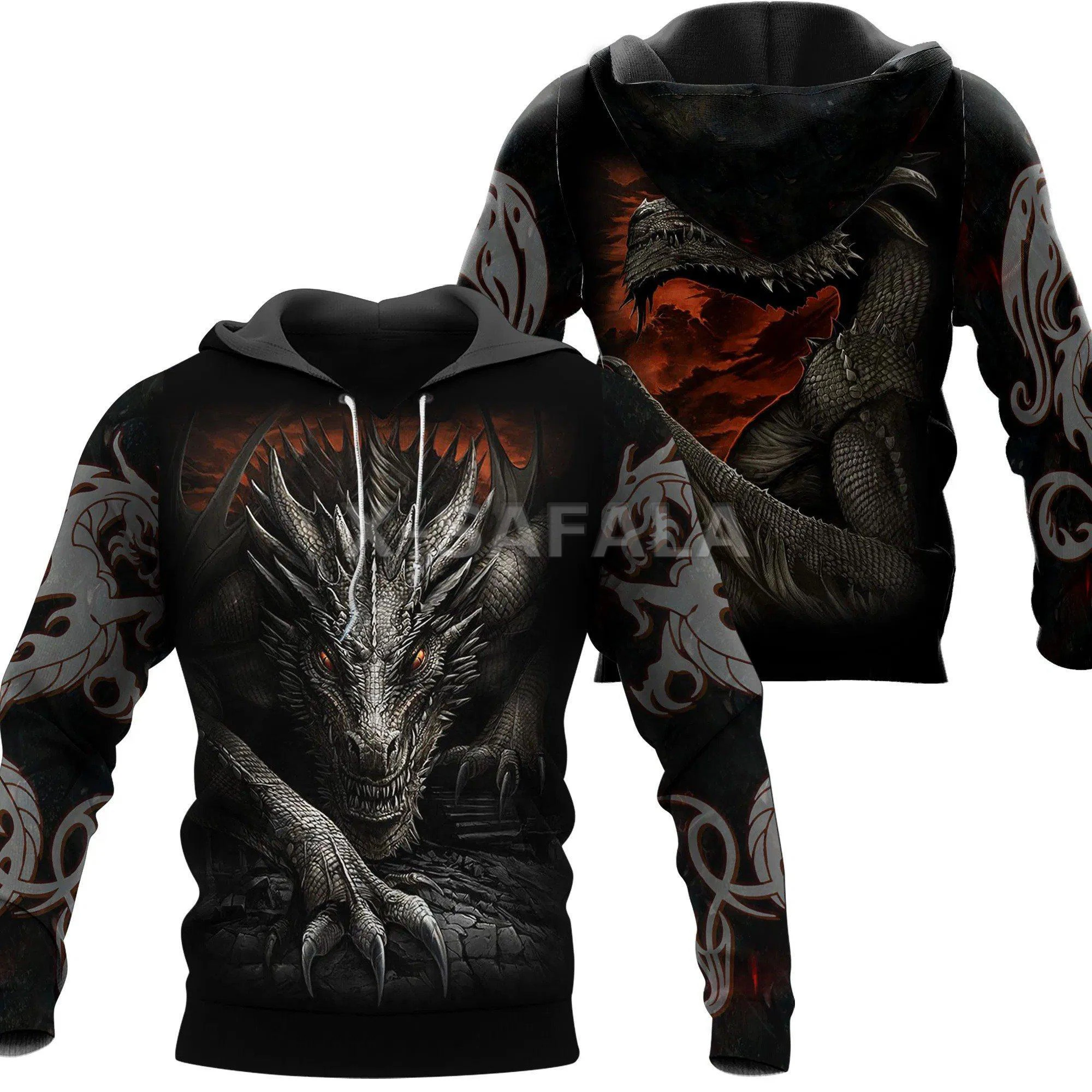 Top Trends: Evil Fire Dragon 3D Print Black Viking Hoodie Pullover Sweatshirt Man Women Harajuku Outwear Casual Unisex Zip Jacket Tracksuit Shoppable Styles