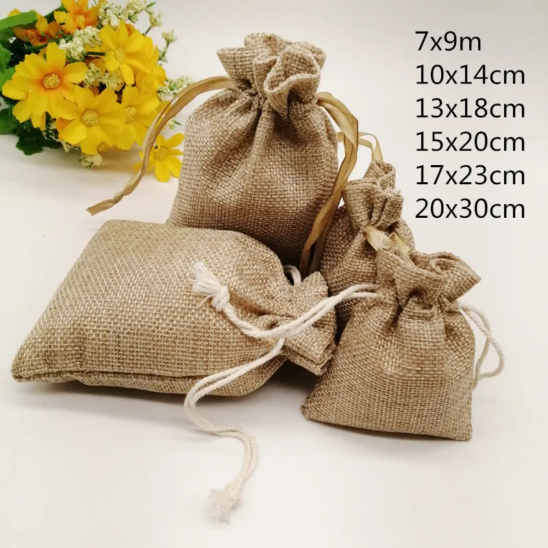 Top Trends: 20pcs Jute Zak Jute Linen Drawstring Bag Gift Bag Jutte Zakjes Diy Handmade Jute Bag Pack Christmas Party Wedding Jewelry Pouch Shoppable Styles