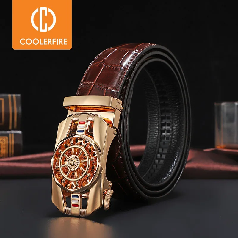 Top Trends: Men Genuine Leather Belts Brand Luxury Stone Pattern High Quality Business Work Automatic Buckle Belts For Men ZD121 Shoppable Styles