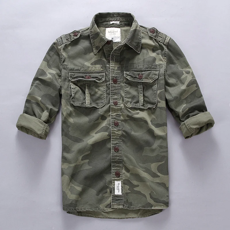 Top Trends: Casual Camouflage Men Shirts Military Cargo Cotton Linen Shirts Male Long Sleeve Pockets Safari Army Outdoor Tops Shoppable Styles