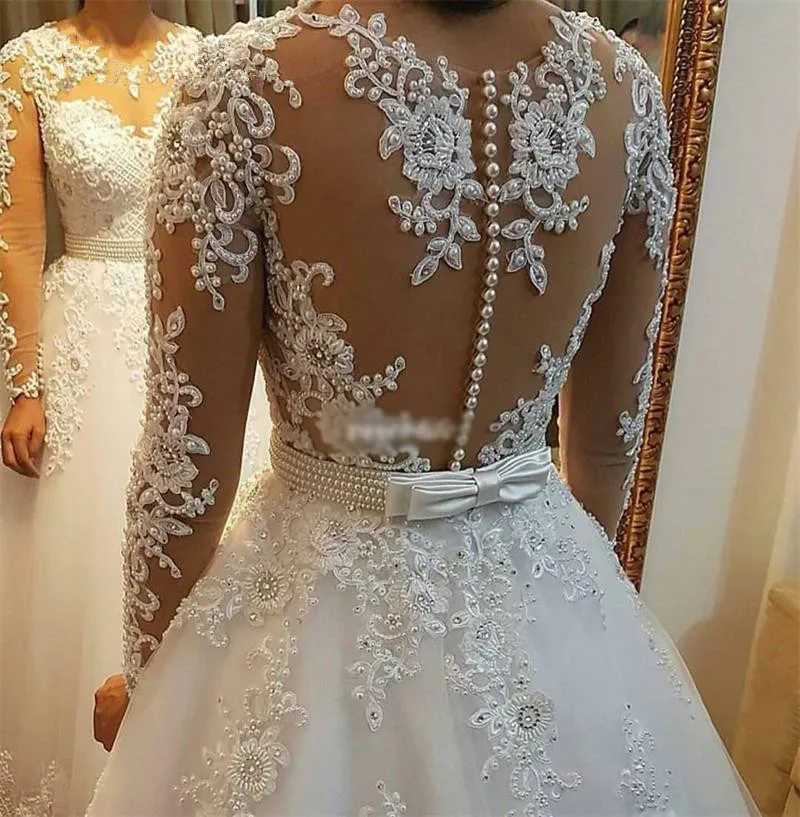 Top Trends: Pearls Beads 2 In 1 Brazil Wedding Dress 2020 Vestido De Novia Lace Appliques Detachable Train A Line Wedding Dresses W0278 Shoppable Styles