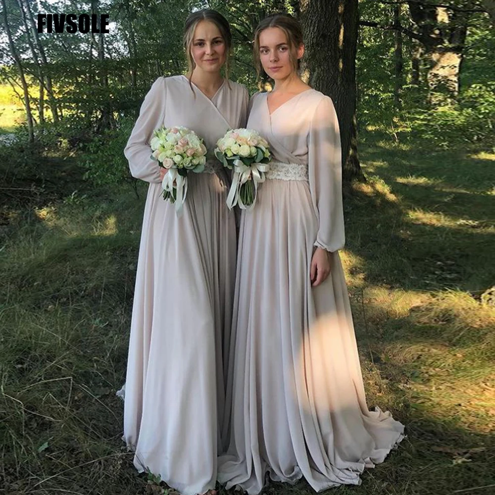 Top Trends: Fivsole A-line Chiffon Bridesmaid Dresses 2021 Charming Lace Waist Long Party Prom Dress Plus Size Vestido De Fiesta De Boda Shoppable Styles