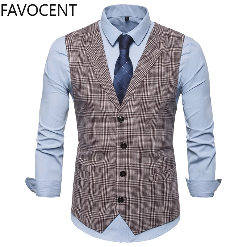 Top Trends: Mens Suit Vest Fashion Slim Fit Thin Plaid Men Waistcoat Tops Slim Business Vest Waistcoat Man England Style Male Leisure Suits Shoppable Styles - Image 4