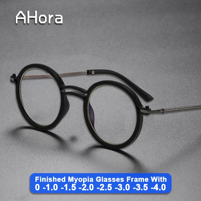 Top Trends: Ahora Vintage Round Finished Myopia Glasses Men 2021 Eyeglasses For Women Retro Shortsighted Prescription Eyewear WIth Diopters Shoppable Styles