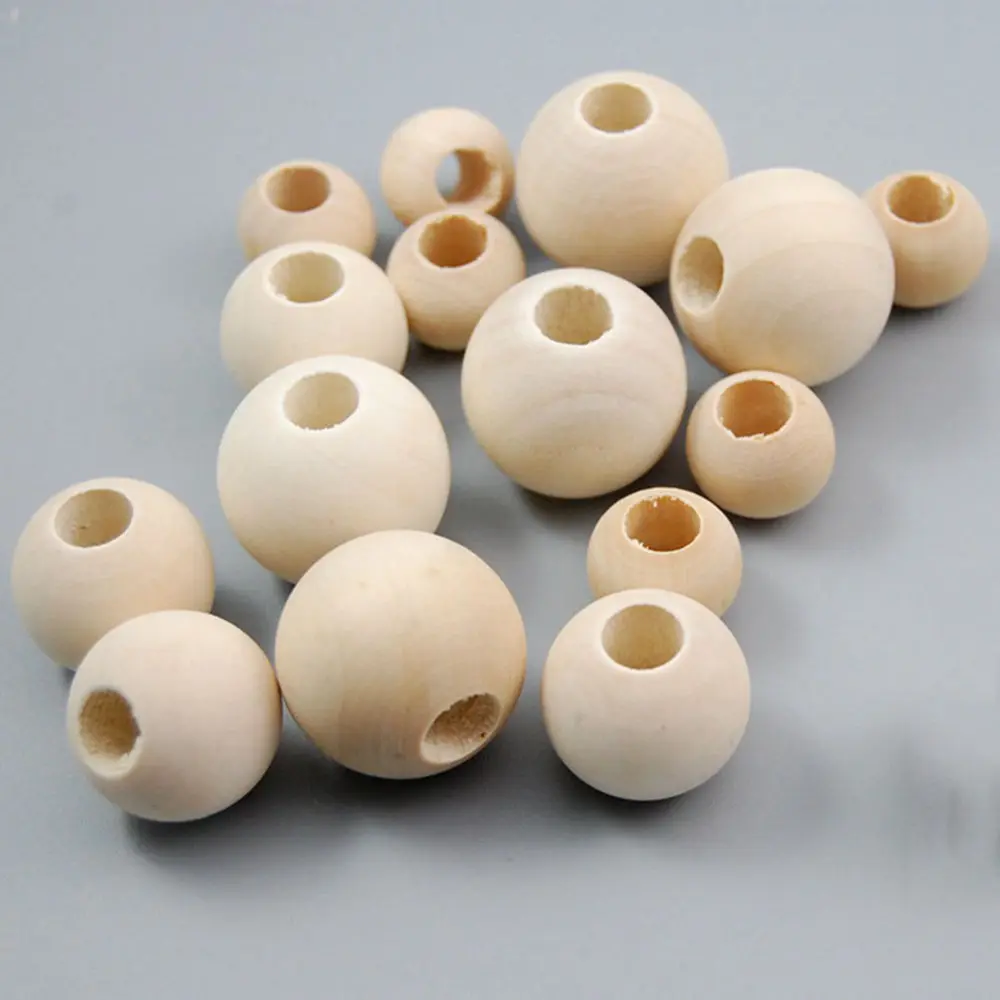 Top Trends: Round Natural Wood Loose Big Hole Beads 8mm 10mm 12mm 15mm 20mm 25mm 30mm 40mm 50mm For DIY Crafts Jewelry Bracelet Making Shoppable Styles