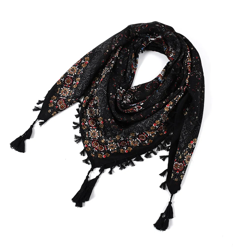 Top Trends: Scarf Winter Women Ladies Bohemian Print Shawl Russian Ethnic Wraps Tassel Scarves Bufanda Mujer Foulard Femme Square Shoppable Styles