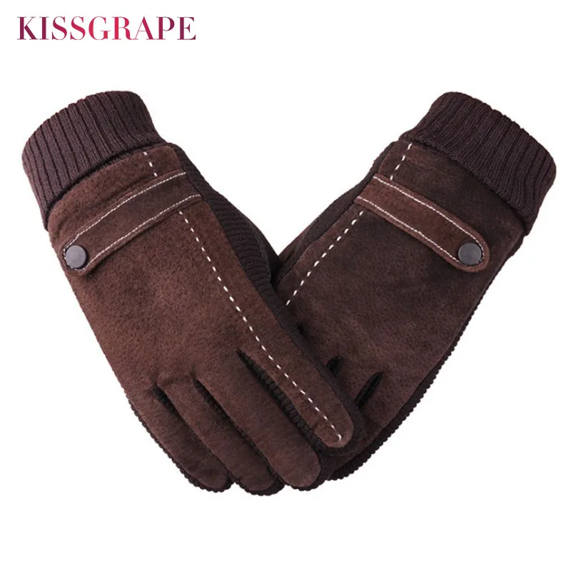 Top Trends: Brand 2021 Autumn Winter Warm Genuine Leather Gloves For Men Real Pig Leather Gloves Guantes Men Warm Motorcycle Brown Gloves Shoppable Styles