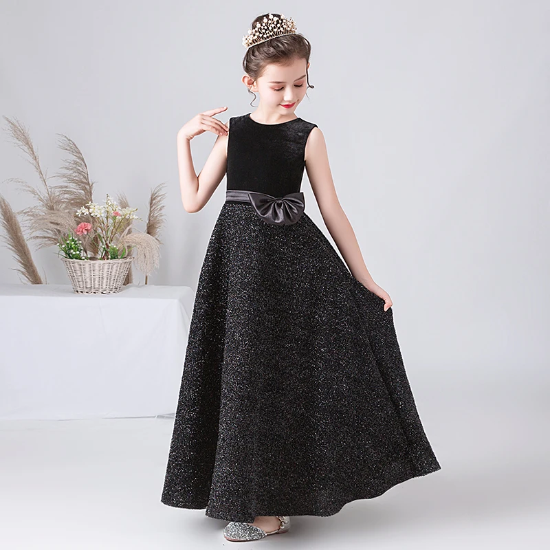 Top Trends: Dideyttawl Black Girls Formal Dress Long Velvet Bling Skirt Junior Princess Gown For Wedding Evening Party Teen Children Shoppable Styles