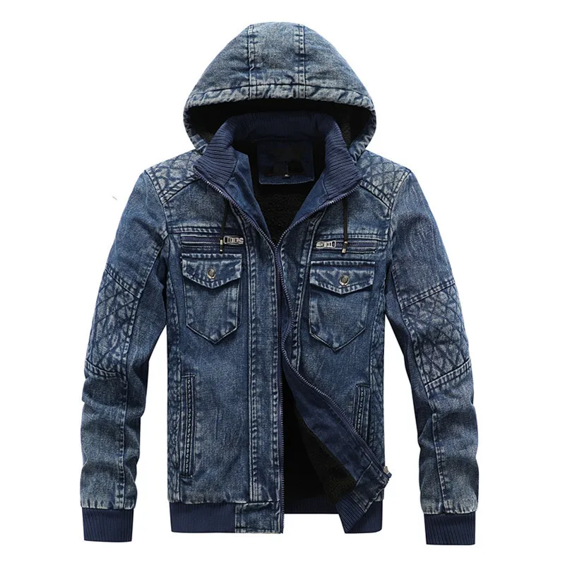 Top Trends: New Fashion Hooded Denim Jakets Men Autumn Winter Fleece Denim Coats Jean Jackets Men Outwear Casual Men Winter Coat With Nood Shoppable Styles