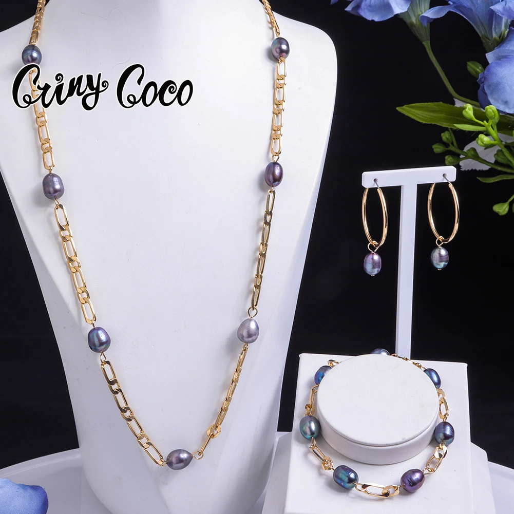 Top Trends: Imitation Tahitian Baroque Women's Jewelry Sets Chain Necklace With Pearls Freshwater Pearl Bracelets Neckalces Set For Women Shoppable Styles