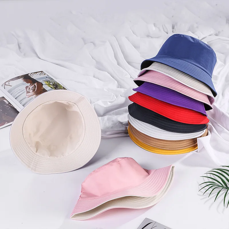 Top Trends: Double-sided Wearing Cap Solid Color Bucket Hat Men Women Sun Hat Reversible Fisherman Hat Summer Panama Cap Sun Fishing Gorros Shoppable Styles