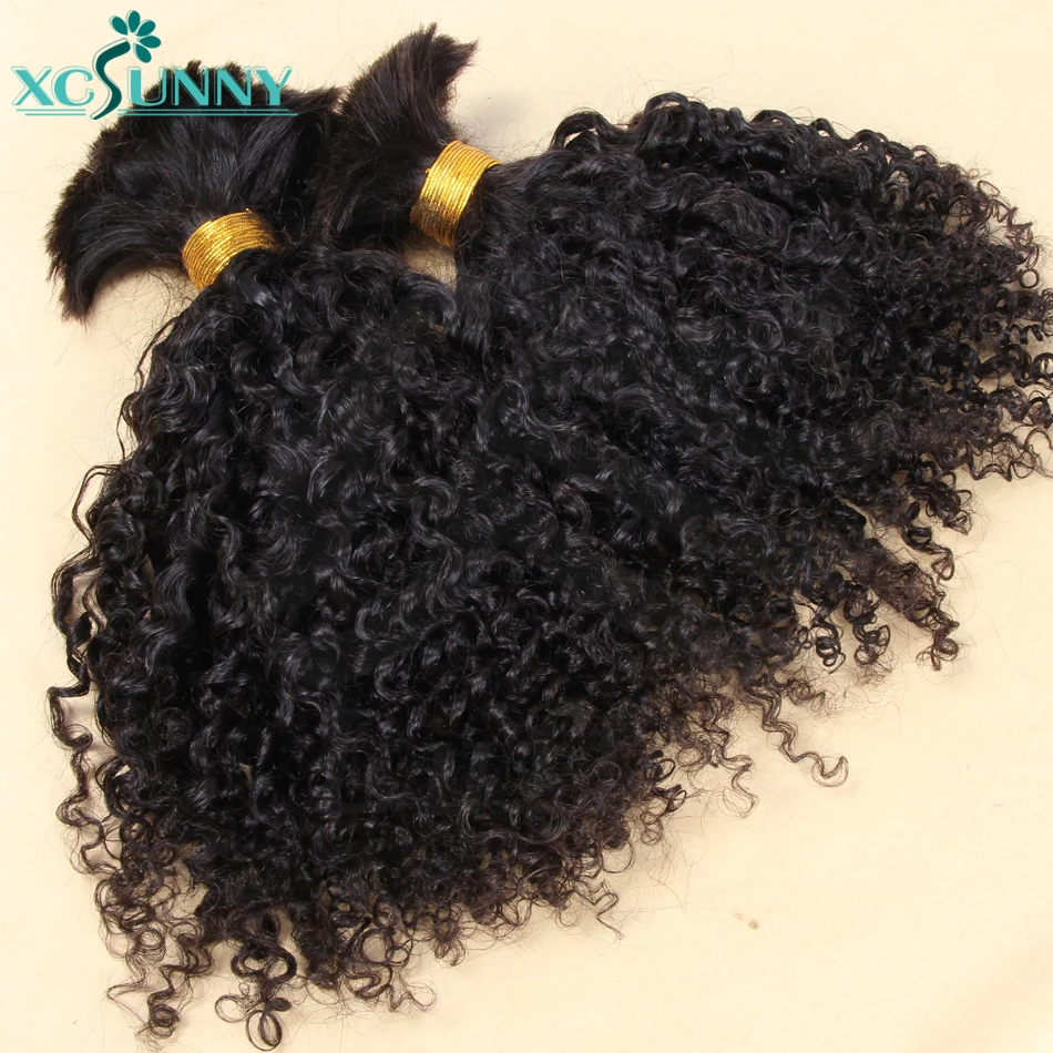 Top Trends: Kinky Curly Bulk Hair Human Hair For Braiding Burmese Bulk Hair Extensions For Braids Double Drawn Full End Bulk Hair Bundles Shoppable Styles