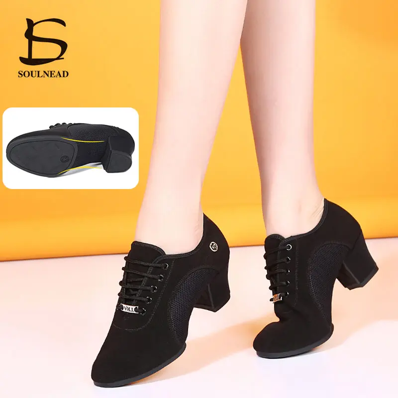 Top Trends: Latin Dance Shoes Woman Salsa Ballroom Dancing Shoes Women Practice Dance Shoes Middle Heel Ladies Modern Jazz Dance Sneakers Shoppable Styles