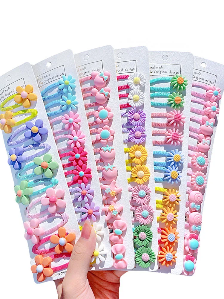 Top Trends: 10pcs / set Girls Cute Cartoon Unicorn Rainbow Flower Hair Clips Kids Sweet Hair Decorate Bangs Hairpin Barrettes Hair Accessories Shoppable Styles