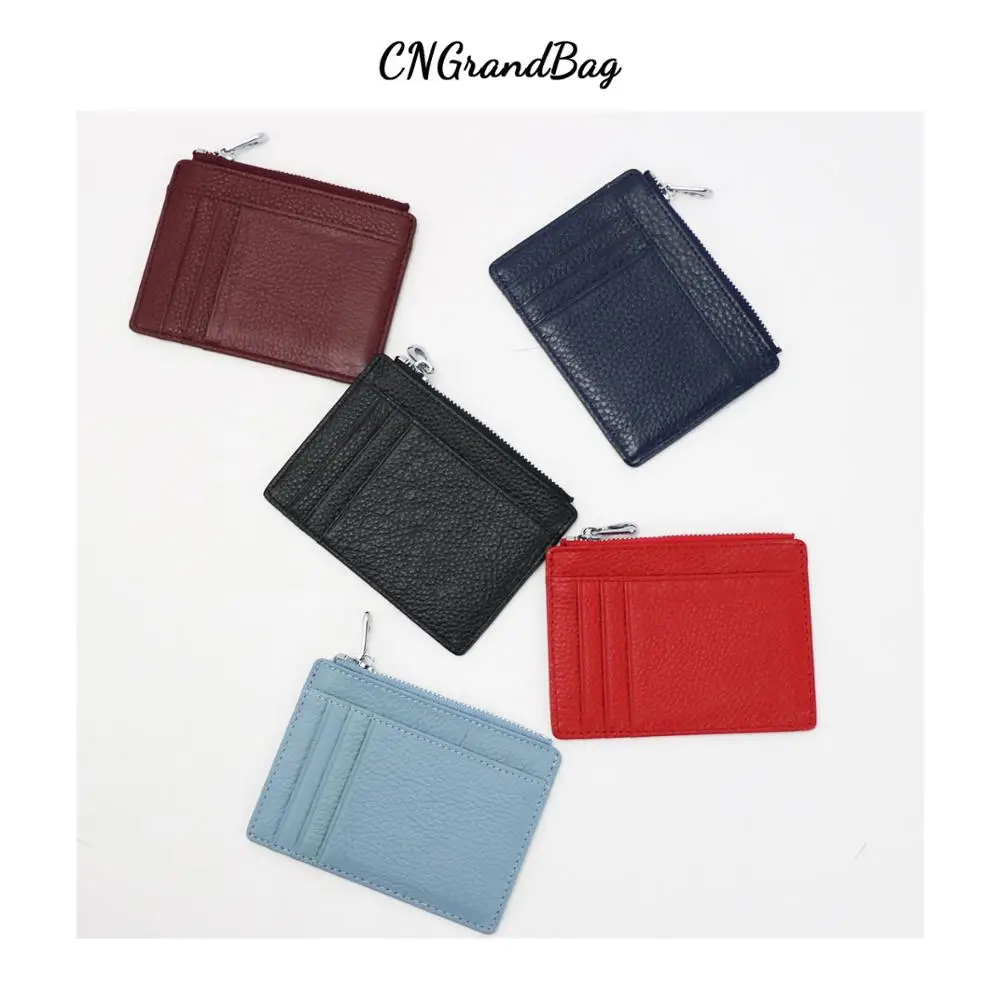 Top Trends: Free Cstomized Letters Pebbled Men Zipper Wallet Genuine Leather ID Credit Card Holder New Design Coin Purse Women's Card Bag Shoppable Styles - Image 6