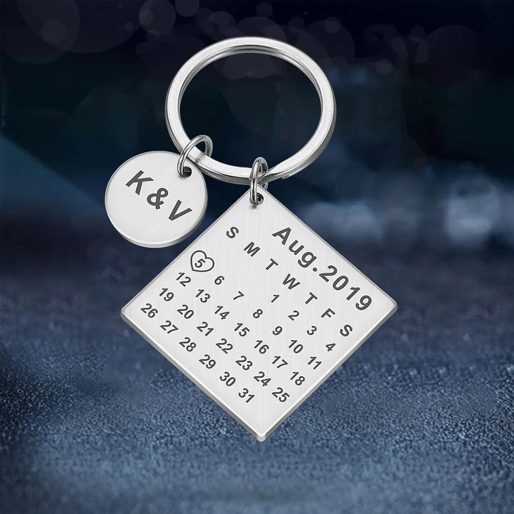 Top Trends: Personalized Custom Calendar KeyChain Stainless Steel Highlighted With Heart Date Engrave Date Wedding Anniversary Keyring Gift Shoppable Styles