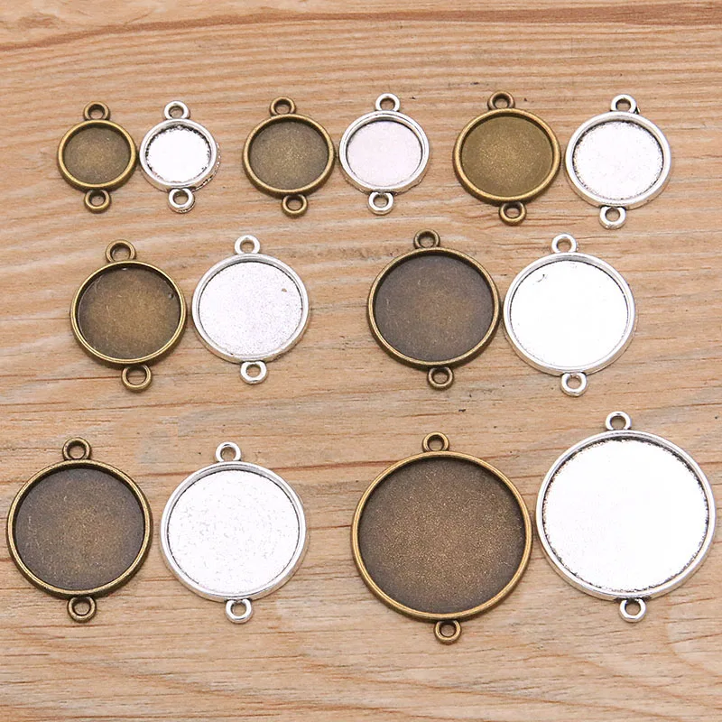 Top Trends: 10Pcs 10-25mm Inner Size 2 Colors Round Cabochon Base Setting Connector Charms Pendant DIY Necklace Bracelet Jewelry Making Shoppable Styles