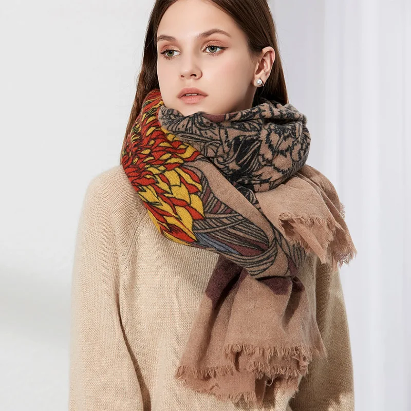 Top Trends: 2023 Luxury Brand Scarf Hijab Women Winter Wool Cashmere Thick Shawl Warm Bandana Scarves Female Pashmina Blanket Shoppable Styles - Image 4