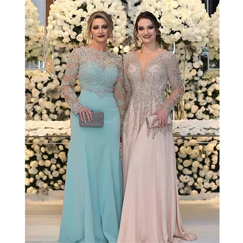 Top Trends: Elegant Luxury Mother Of The Bride Dresses 2021 Crystals Beading Two Styles Chiffon Plus Size Wedding Party Gowns Evening Dress Shoppable Styles