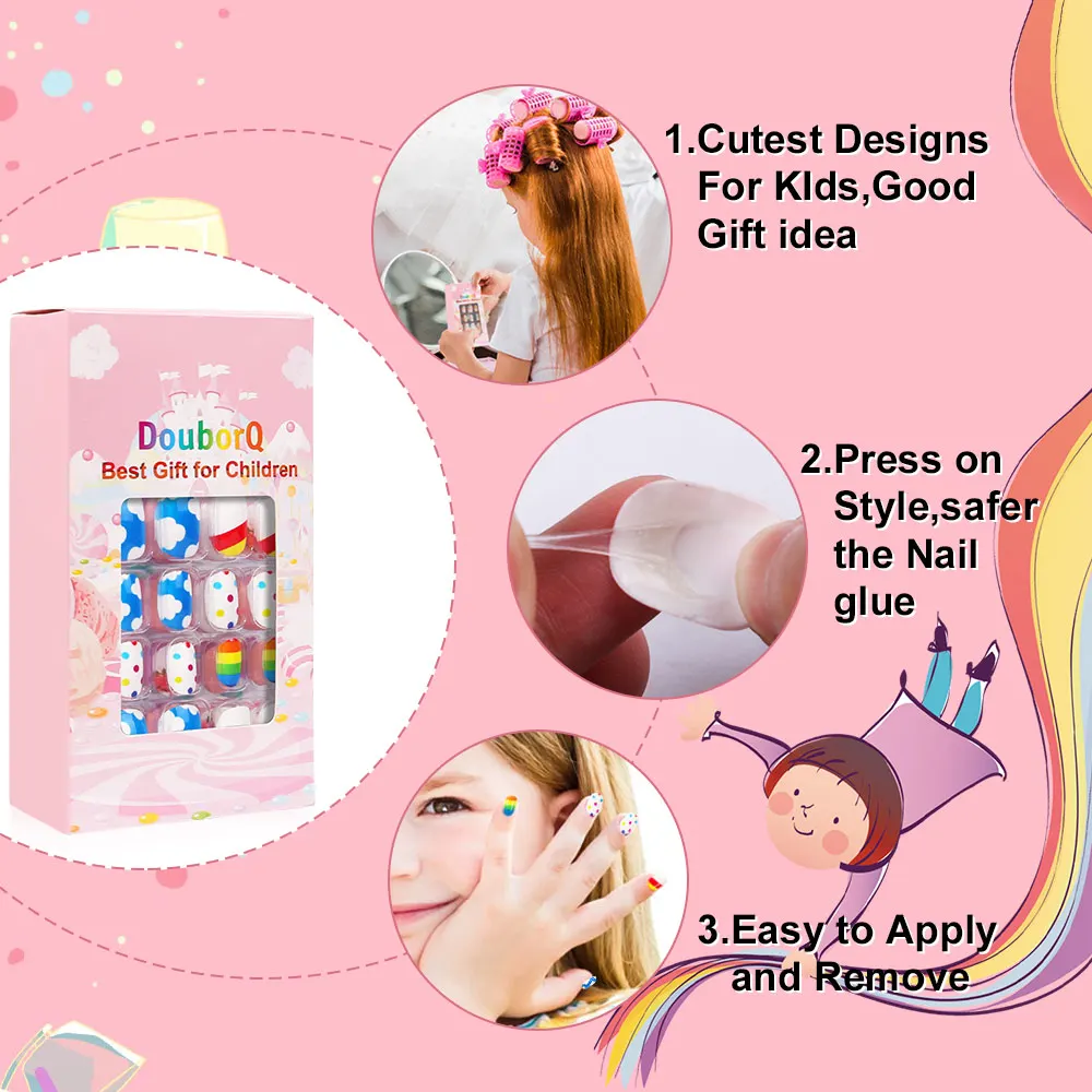 Top Trends: 120pcs Kids Cartoon False Fake Nails Full Cover Press Stick On Nails Children Nail Stickers False Nail Decor Girls Gifts Shoppable Styles - Image 4