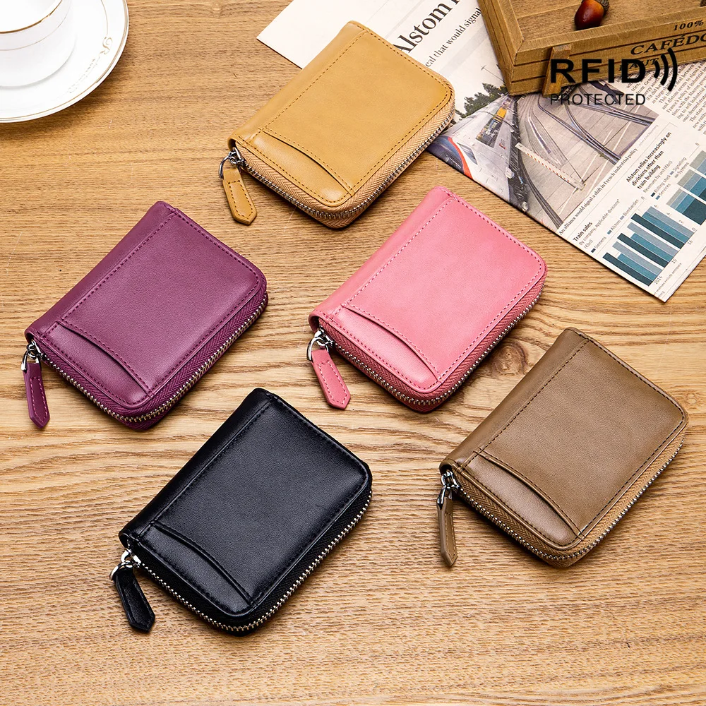 Top Trends: Coin Purse Genuine Leather Zipper Small Purse Women Coins Wallets RFID Cow Leather Mens Leather Change Purses For Women & Men Shoppable Styles - Image 3