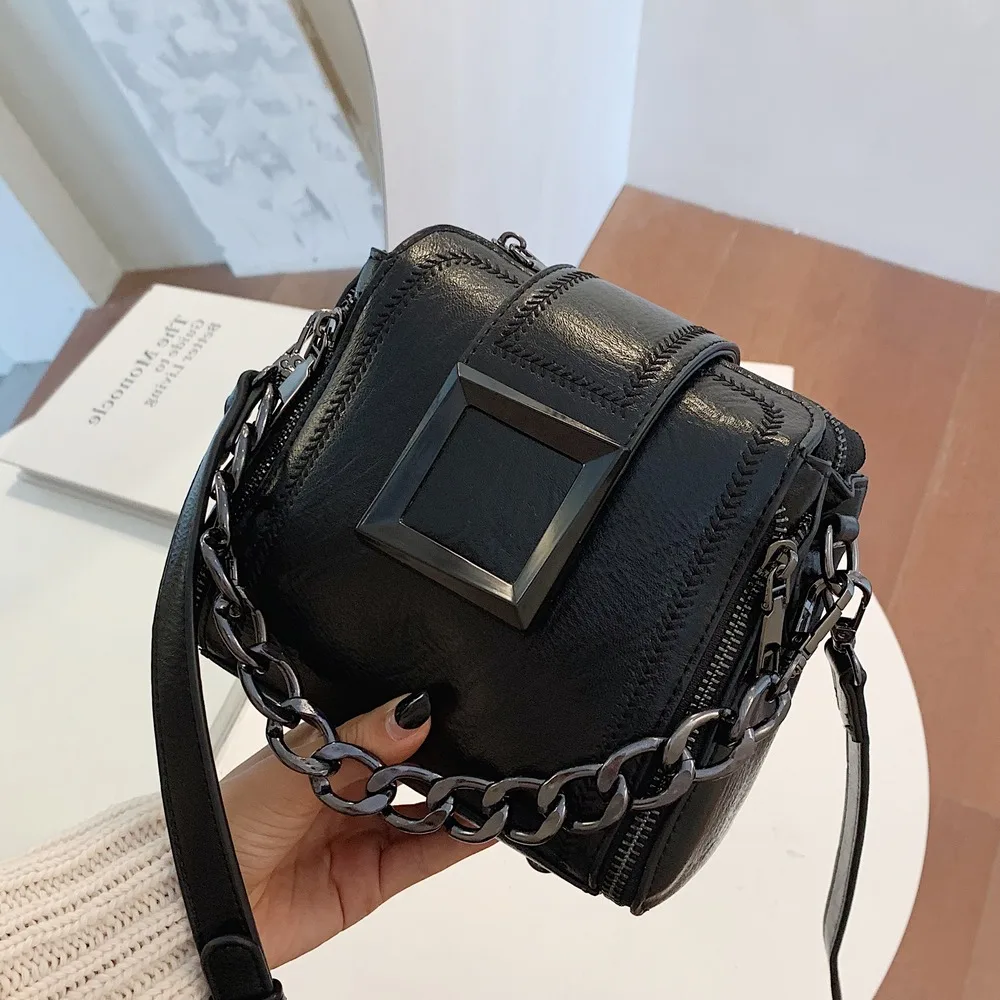 Top Trends: PU Leather Chains Hasp Shoulder Bags Small Delicate Bucket Bags Female Crossbody Bag Ladies Handbag Shoppable Styles