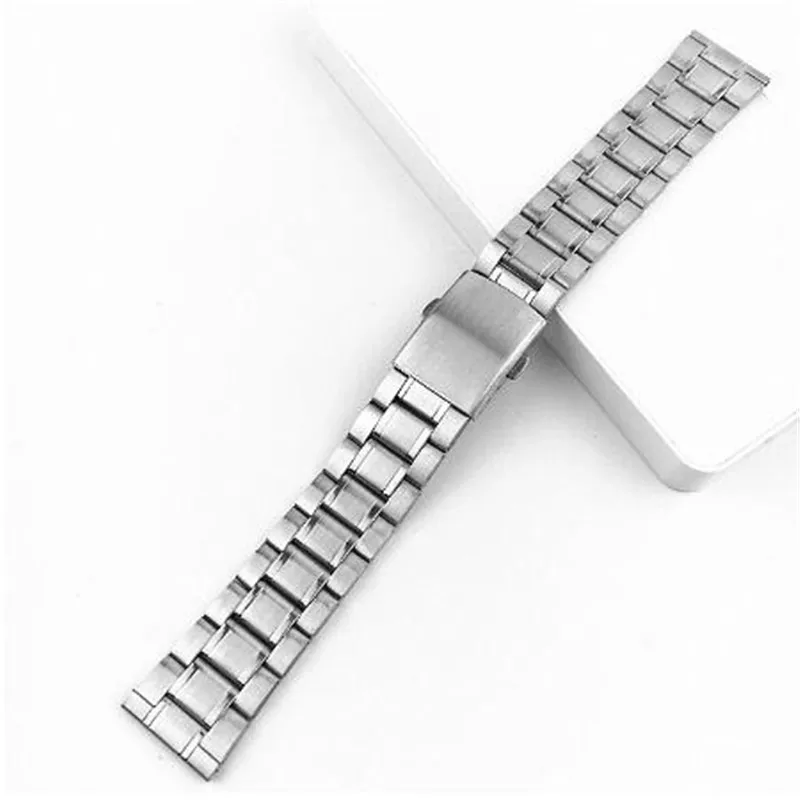 Top Trends: Stainless Steel 12 / 14 / 16 / 18 / 20 / 22mm Watch Strap Wrist Bracelet Silver Color Metal Watchband With Folding Clasp For Men Women Shoppable Styles