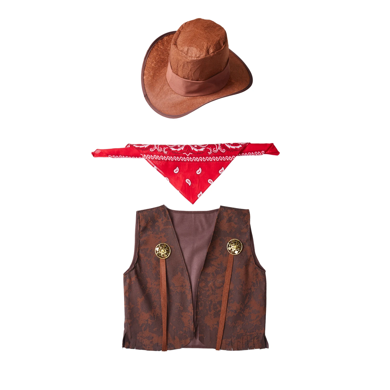 Top Trends: Umorden Kids Child West Cowboy Costume Cowgirl Cosplay Vest Hat Scarf 3pcs Set Halloween Purim Party Fantasia Dress Up Shoppable Styles