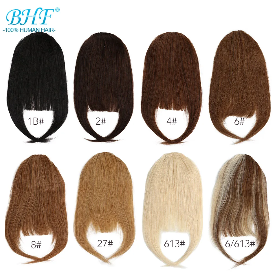 Top Trends: BHF Human Hair Bangs 8inch 20g Front 3 Clips In Straight Remy Natural Human Hair Fringe All Colors Shoppable Styles