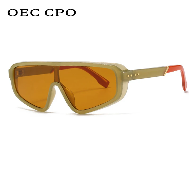 Top Trends: OEC CPO Vintage Punk Square Sunglasses Men Women Brand Design Fashion One Piece Sunglasses Women Retro Brown Shades Glasses Shoppable Styles