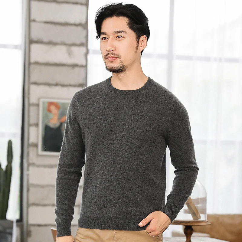 Top Trends: Men&#039;s Goat Cashmere Knitted Jumpers, 100% Pure Goat, Warm Pashmina, Knitwear Pullovers, 4Colors, Soft, Hot Sale Shoppable Styles