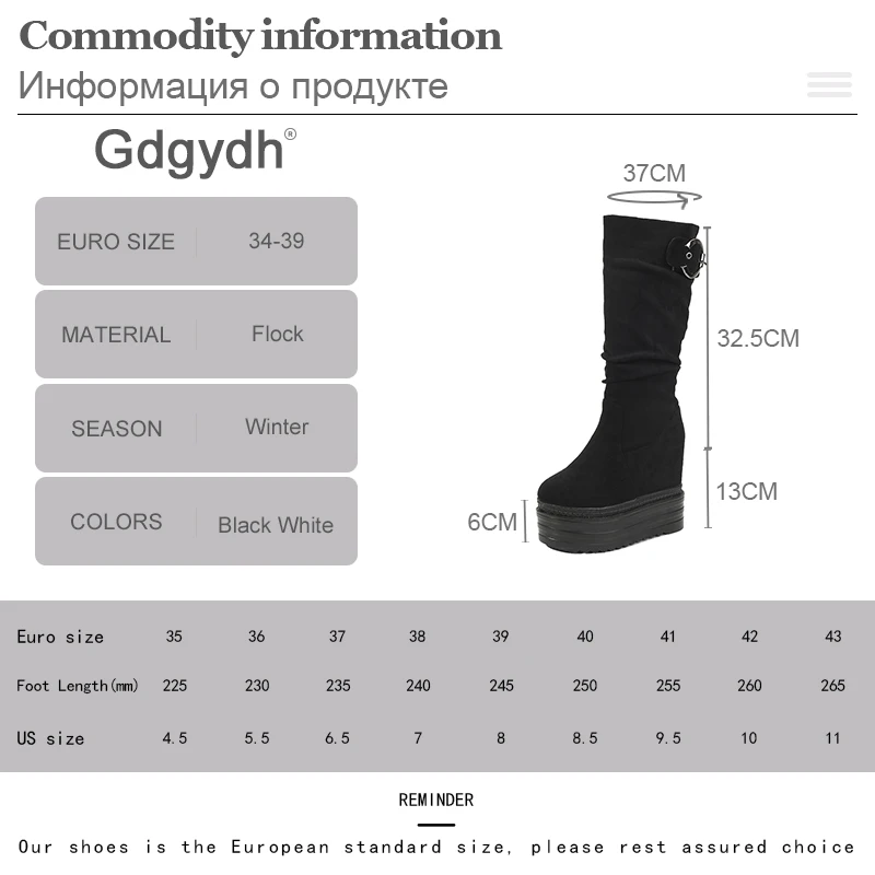 Top Trends: Gdgydh Thick Sole Height Increased Tube Boots Women Fashion Buckle Strap European And American Platform Shoes Woman Knee High Shoppable Styles - Image 6