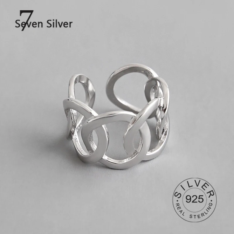 Top Trends: Real 925 Sterling Silver Finger Rings For Women Hollow Out Trendy Fine Jewelry Large Adjustable Antique Rings Anillos Shoppable Styles