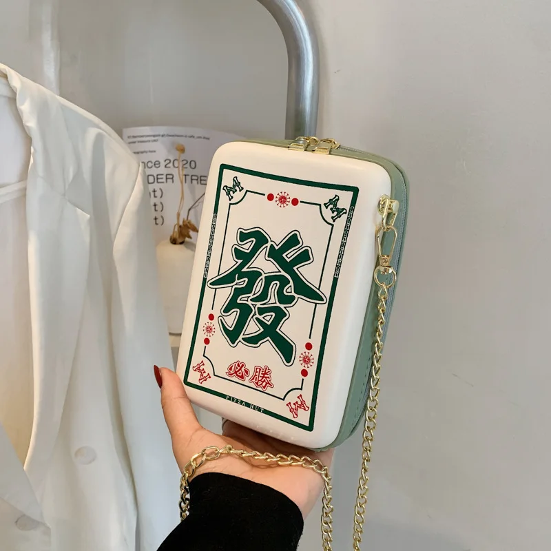 Top Trends: Creative Chinese Mahjong Interesting Crossbody Bag For Women Printing Fashion Chain Shoulder Bag Pu Leather Messenger Bag New Shoppable Styles