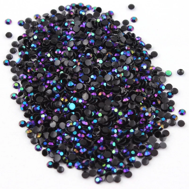 Top Trends: Black AB 2mm, 3mm, 4mm Nail Art Resin Jelly Rhinestone Round Flatback For DIY Nail Art Accessories Shoppable Styles