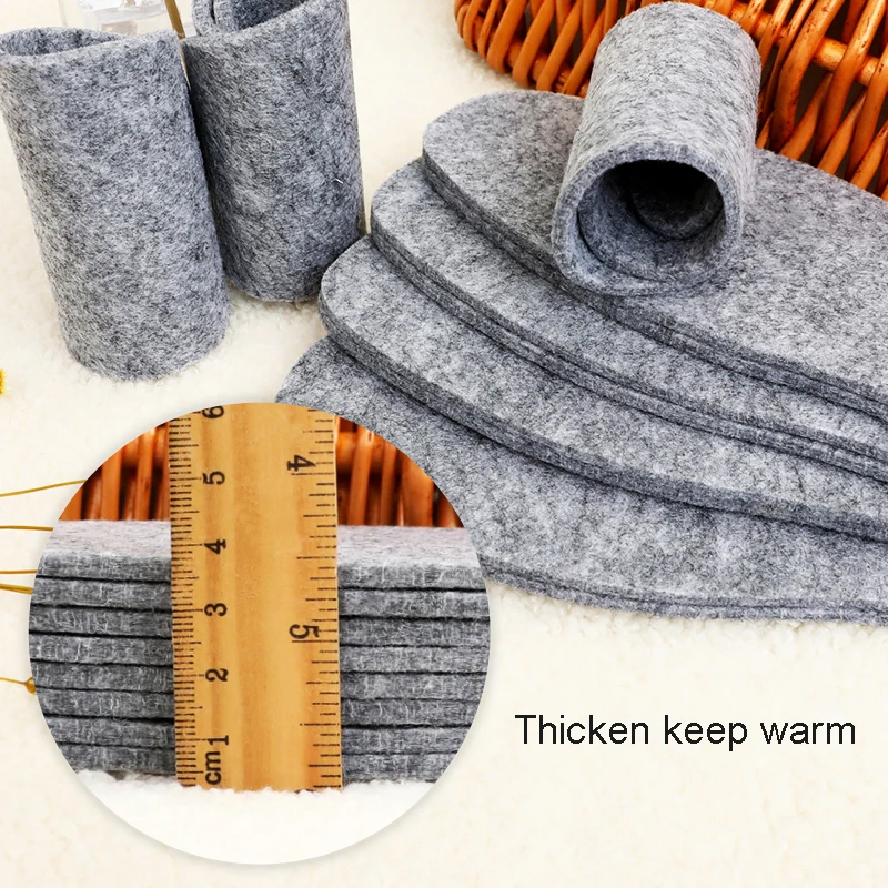 Top Trends: 3 Pairs / 5 Pairs Thermal Wool Felt Insoles Thicken Warm Insole For Men Women Shoes Breathable Skin-friendly Shoe Pad Shoppable Styles - Image 4