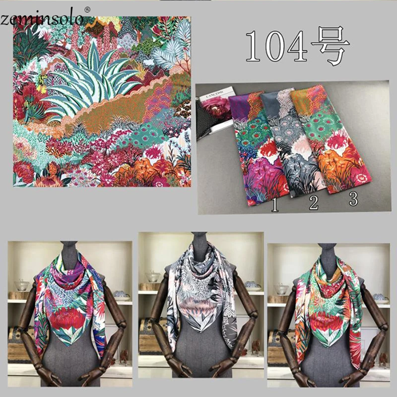 Top Trends: Luxury Brand 100% Twill Silk Scarf Multicolor Square Scarf Bandana Floral Print Kerchief Scarves For Women Shawls Wraps Echarpe Shoppable Styles - Image 4