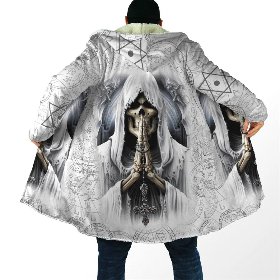 Top Trends: Winter Men For Women God Of Death Cloak 3D Printed Cloak Fleece Wind Breaker Warm Hood Cloak Shoppable Styles