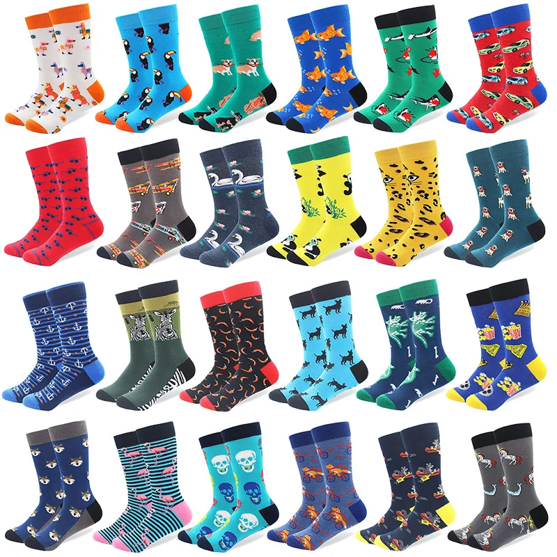 Top Trends: 1 Pair Drop Shipping Men's Colorful Combed Cotton Happy Novelty Bird Animal Socks Hip Hop High Quality Skateboard Funny Sock Shoppable Styles