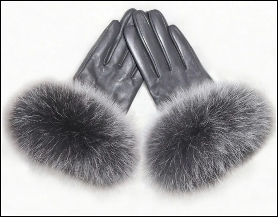 Top Trends: High-grade Women's Leather Gloves Sheepskin Winter Warm Plus Velvet Thick Cuffs Big Fox Fur Fur Gloves Touch Screen Gloves 2023 Shoppable Styles - Image 4