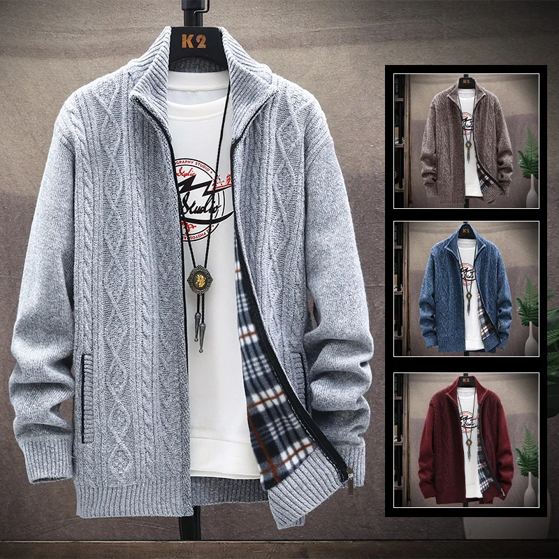 Top Trends: Autumn Winter Men&#039;s Warm Sweater Coat Zipper Cardigan Fleece Jacket Knit Original Knitwear Male Parka Y2K New In Clothing Shoppable Styles