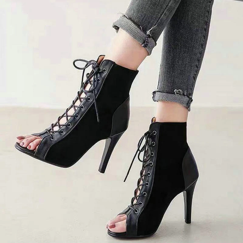 Top Trends: New Fashion Jazz Dance Women Sandal Sexy Thin High Heels European Style Gladiator Open Toe Black Ladies Dancing Shoes Size 47 Shoppable Styles