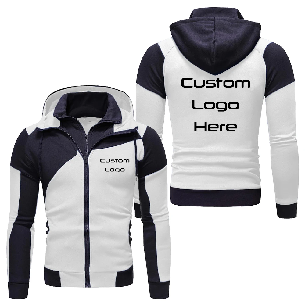 Top Trends: 2021 Custom Logo Casual Hoodies Jacket Men Patchwork Zipper Coat Spring Autumn Hoody Sweatshirt Male Clothing Custom Your Logo Shoppable Styles