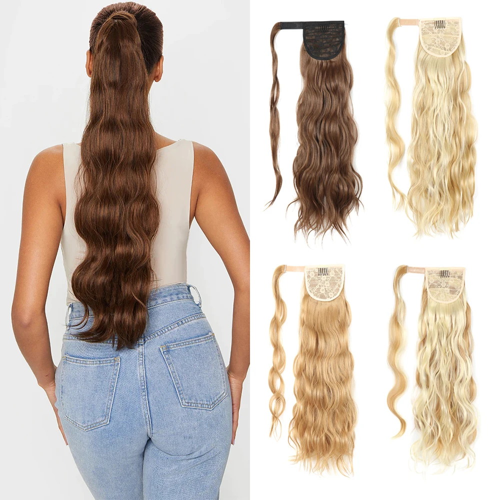 Top Trends: Long Hollywood Wavy Wrap Ponytails Clip-in Around Long Ponytail Synthetic Extension Suitable For White And Black Ladies Shoppable Styles