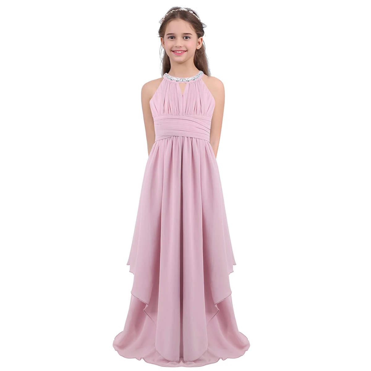 Top Trends: Summer Teenagers Kids Girls Wedding Long Dress Girl Chiffon Elegant Princess Party Pageant Formal Dance Dress Children&#039;s Clothes Shoppable Styles